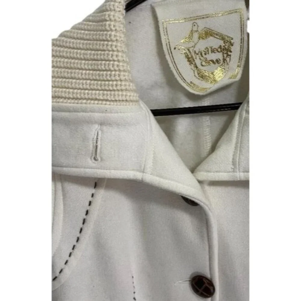 Womens Knitted Dove Ivory Knit Button-Front Belted Light-weight Jacket Size Sm - Picture 7 of 12